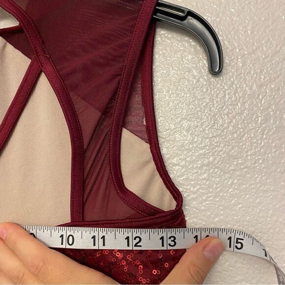 WEISSMAN Dance Costume burgundy fringe The Coolest Thing Ever 13815 child LC - Picture 4 of 9